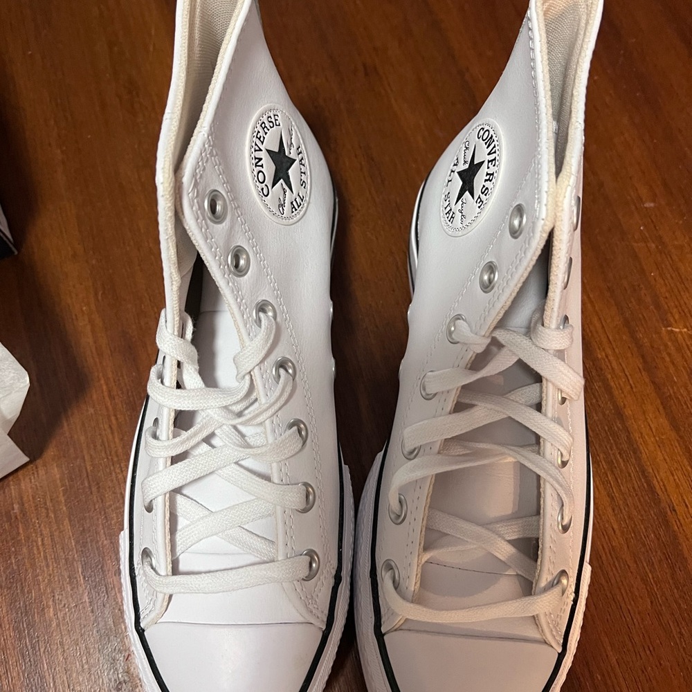 Converse All Star White High-Tops Leather - womens 8